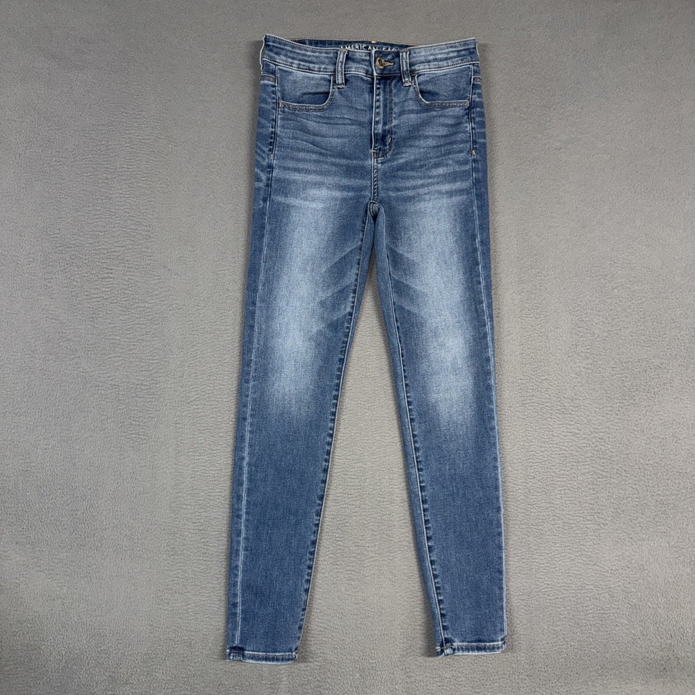 American Eagle Jeans Womens 6 Blue Hi Rise Jegging Stretch Denim Distressed